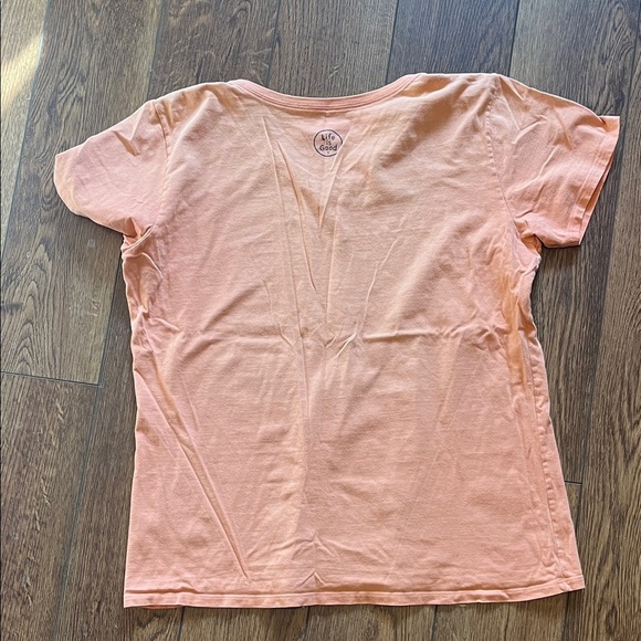 Life is Good Orange V-Neck T-Shirt Large - Picture 4 of 4